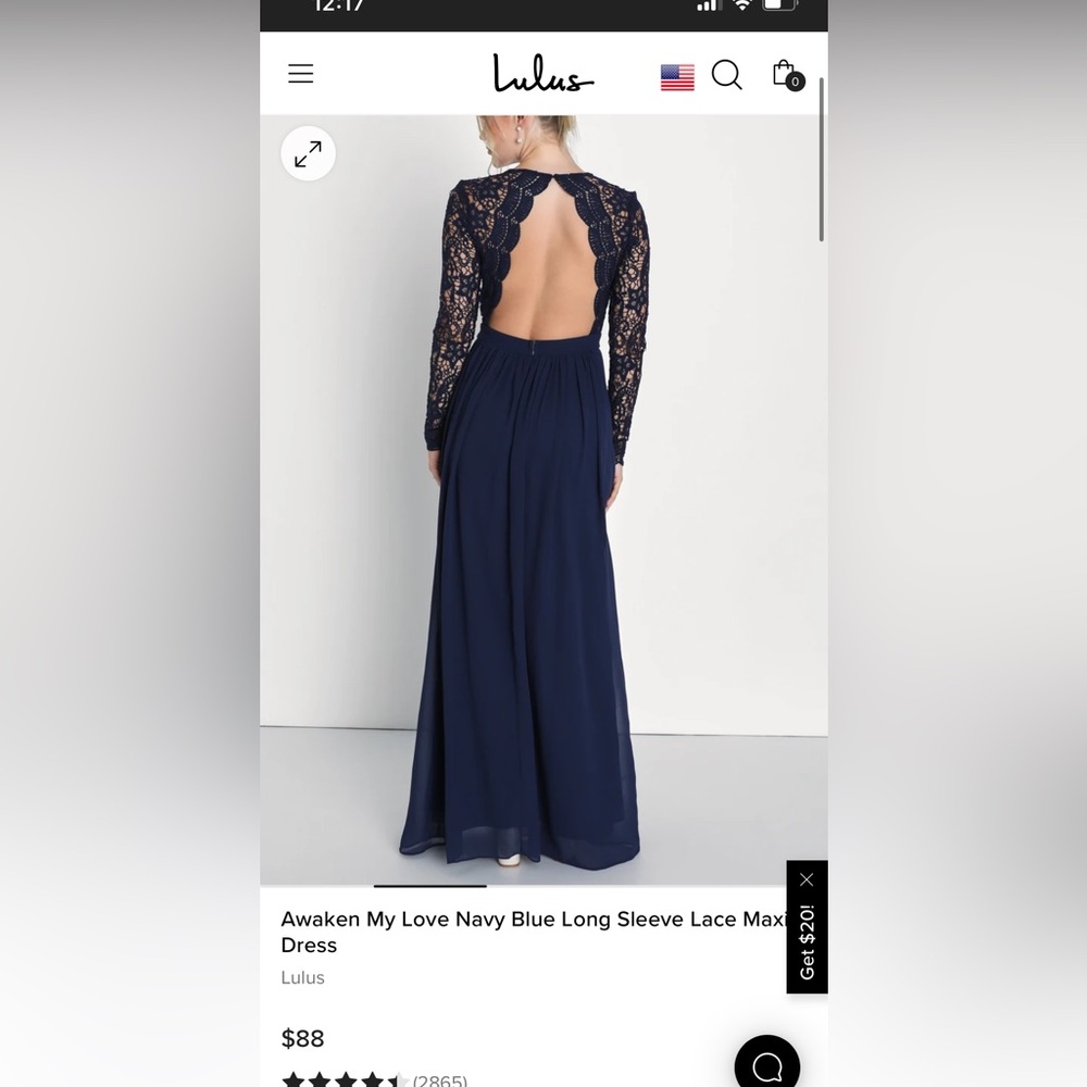 Lulus lace sleeve maxi navy blue